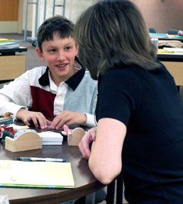 A young boy being tested